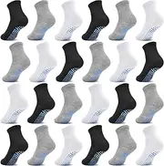 [DECOVICI] Children's Stopper Socks, ABS Non-Slip Boys and Girls Children's Socks Non-Slip Baby Toddler Socks for 1-7 Years 12/24 Pairs, 06 Black*8+Light Grey*8+White*8, 1-3 Years