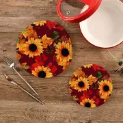 Trivets Set Sunflowers Hot Mats Pads for Kitchen Heat Resistant, Spring Summer