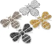 LIFKOME Bee Shape Rhinestone Iron Patches 4pcs Set Girls Women Fashion Decor Iron Patches for Clothes Shoes Bags Quick Heat Application