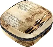 Period Bag,Sanitary Napkin Storage Bag,Vintage Musical Note Piano,Tampon Holder for Purse