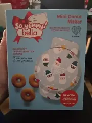 Mini Donut Doughnut Maker Dessert Nonstick Blue Christmas Santa So Yummy! Bella