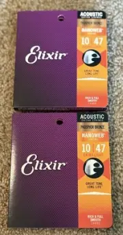 Elixir Phosphor Bro.Aco. Guitar Strings NANOWEB Extra Light (.010-.047) 2 Box