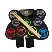 Rock N Roll Drum Kit - 9 Drum Pad 2 Pedals W/ Headphone Jack, Roll-Up Drum Kit
