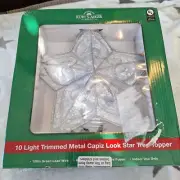 Kurt Adler 10 Light Trimmed Metal Capiz Look Star Tree Topper Silver