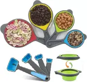 Collapsible Measuring Cups and Spoons Set- 8 Piece Portable Silicone Measuring C