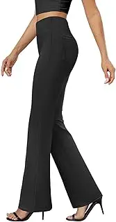 [Generic] Fashion Womens Dress Pants Stretchy High Waisted Bell-Bottoms Slacks Office Business Bootcut Trousers with Pockets