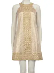 Gold Jacquard Pattern Dress