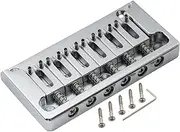 Musiclily Ultra Full Solid Brass 52.5mm(2-1/16 inch) String Spacing Non-tremolo Hardtail Bridge for 6 String Strat Tele Style Electric Guitar, Chrome