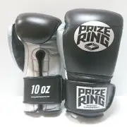 PRIZE RING Boxing Gloves 10oz Black/Silver Magic Tape For Training from Japan