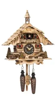 Quartz Cuckoo Clock Black forest house EN 444/22 Q NEW
