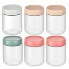 Spices Jars Set of 6 500ml Crisper Boxes with Screw Lids for Snacks Tea Storage