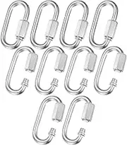 uxcell 10-Pack Quick Chain Link Connector, M7 9/32 304 Stainless Steel D-Shape Locking Repair Chain Links for Swing/Camping/Hiking/Backpack, Twist Key Ring Screw Chain Link [Silver]