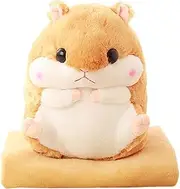 (Light brown) - Baby Blanket Cute Plush Stuffed Hamster Toy Pillow 50cm (Light brown+Blanket)