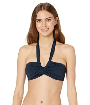 Seafolly L98503 True Navy Halter Bandeau Swim Bikini Top Size US 12