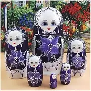 Matryoshka Russian Nesting Dolls 6-Layer Nesting Dolls No Formaldehyde Smell Hand-Painted Boutique Matryoshka Educational Toys Ornaments Cute and Fun Gift (Color : Purple)