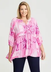 ts Taking Shape top Size 16 Natural Paisley Tiered style NWT