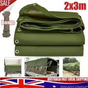 Tarpaulin Tarp 2x3m Canvas Heavy Duty Camping Roofing Canopy Truck Tarps Cover