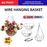 4/6x 25cm Wire Hanging Plant Pots Flower Baskets Garden Pots Wall Storage Holder