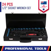 24 Piece 1/2" Drive Wrench Socket Set Ratchet Wrench Extension Adaptor Tool