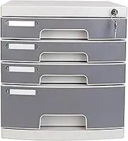 VUCICA Desktop File Cabinet, 4-Layer Drawer File Cabinet, with Lock and Label Paper, Information Cabinet, for File Storage and Sorting