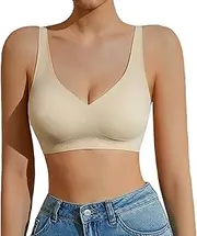 [MeeQee] Bras for Women Non Wired Support Full Coverage Cup Push up Seamless Bra Comfort Bralettes with Pads