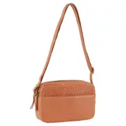 Pierre Cardin Leather Diamond Pattern Embossed Crossbody Bag - Apricot