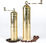 Milih Set of Two Turkish Manual Coffee Grinders, Coffee Mill, Brass Coffee Grinders, Kitchen Decor, Pepper Grinder, Manual Coffee Mill with Handle, Fixed Top, ikili-pirinc-234