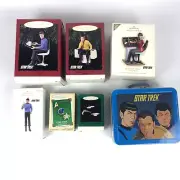 NIB x7 Hallmark STAR TREK Ornaments Spock Kirk Bones Uhura Lunchbox 5 VTG