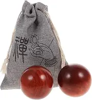 1 Set Hand Wooden Hand Massage Balls with Detailed Texture present for Elderly