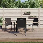 5 Piece Garden Dining Set Black Textilene and Steel, Furniture Sets, Patio Furniture