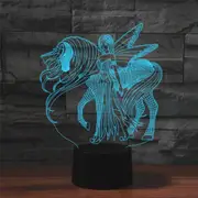 Beauty and Unicorn Shape 3D Colorful LED Vision Light Table Lamp, Crack Remote Control Version