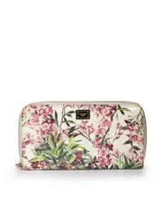 Floral Print Patent Zip Wallet