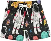 [RPLIFE] Boys Beach Shorts, Anti-Chafe Swim Trunks Boys 2 T, Astronauts