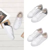 在飛比找momo購物網優惠-【FUFA Shoes 富發牌】真皮綁帶拼接色休閒鞋-白黑/