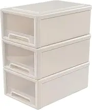 [Ikando] Plastic Organizer 3 Drawers Tower, Storage Drawers Chest Unit, 7L Stackable Table Organiser