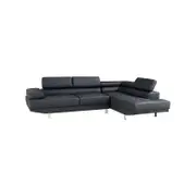 Foret 2.8m Black Fabric Sectional Sofa Chaise Lounge Suite Couch Furniture