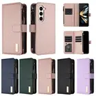 For Samsung Galaxy Z Fold 6 5 4 3 Lichee Pattern Leather Card Wallet Case Cover