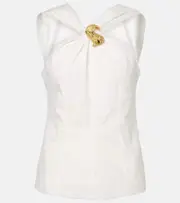 [Jacques Wei] Jacques Wei Embellished cotton-blend top AU 8 white