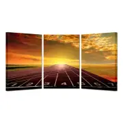 KREATIVE ARTS 3-Piece Canvas Wall Art Set - Running Track Sunrise Scenery, 16...