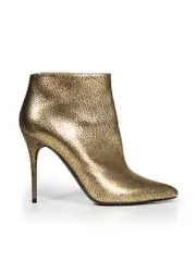 Gold Leather Ankle Boots