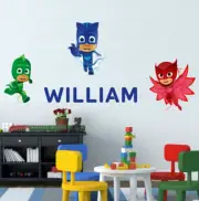 Custom Personalised Name Kids Wall Stickers Decal Decor Catboy Catboy Owlette