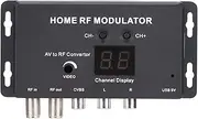 UHF Modulator, IR Extender with Channel Display, AV to RF Converter Channel Home RF Modulator, for DVD Players Games Digital Equipment