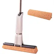 Sponge Mop Extendable Handle For Bathroom/Kitchen/Office, Floor/Tile Clean 2 Pad