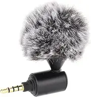 Mini 3.5mm Microphone, Plug and Play Cardioid Microphone, Professional Mini Lavalier Microphone with 1 X Windscreen Muff, Mini Microphone for Cameras