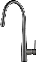 ACA International Brushed Gunmetal Grey Kitchen Tap,360° Swivel Pull Out Spout Kitchen Sink Mixer Tap Laundry Spout Tap Solid Brass Watermark WELS(Gunmetal Grey)