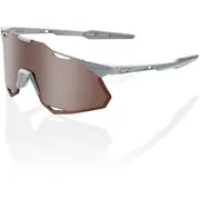 100% Hypercraft XS Sunglasses Matte Stone Grey - HiPER Crimson Silver