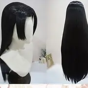 One Piece Boa Hancock Cosplay Wig With Earring 100cm Long Black Anime Heat Resistant Synthetic Hair Wigs
