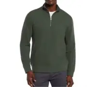 Banana Republic Men's Waffle Quarter Zip Pullover, Green Medium