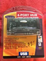 4-PORT HUB BELKIN USB F5U021 W/ ADAPTER CABLE POWER SUPPLY BRAND NEW SEALED