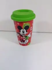 NEW Ceramic Christmas Holiday Cup with lid, Micky Mouce